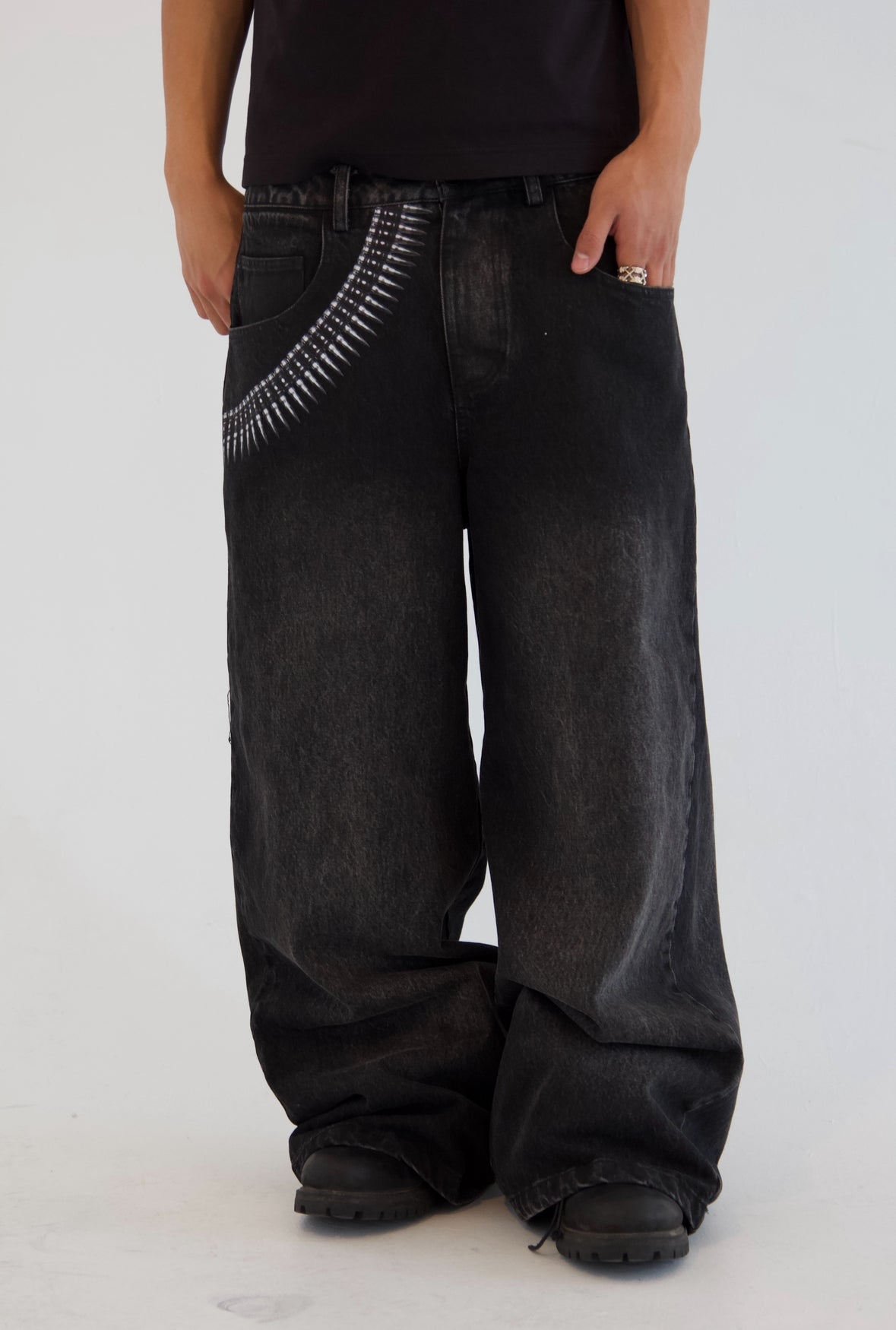 BLACK “TACTICAL” JEANS (PRE-MADE)