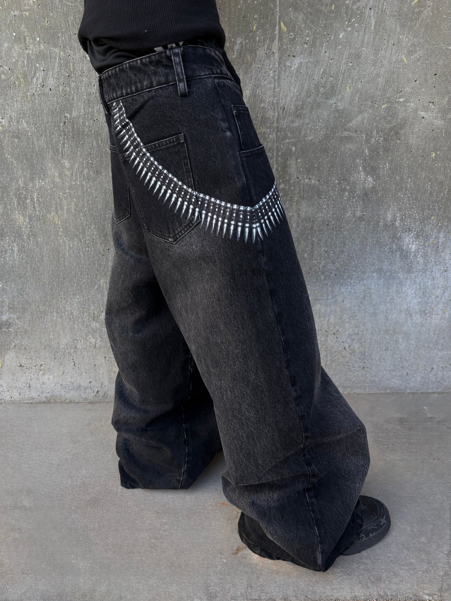 BLACK “TACTICAL” JEANS (PRE-MADE)